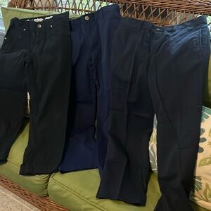3 pairs of cotton twill pants- Husky- flat front